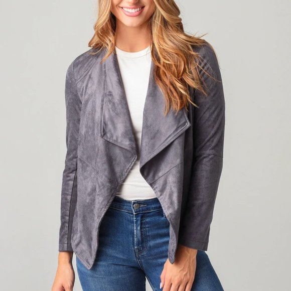 BB Dakota Jackets & Blazers - BB Dakota Wade Faux Vegan Suede Jacket in Thunderstorm Slate Blue NWT - Size XS
